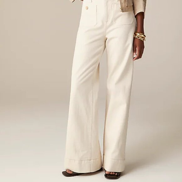 J Crew Wide Leg Camp Pant Wide Leg Ivory Sz 30 NWT #574 - Picture 2 of 12